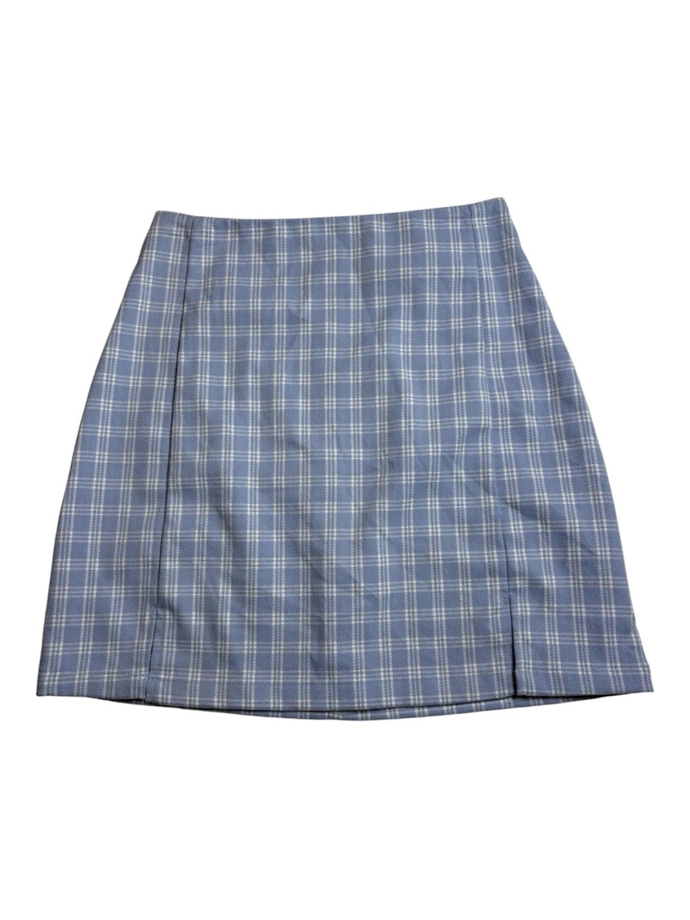 Brandy Melville Cara Light Blue White Plaid Mini Skirt Academia One Size (XS)